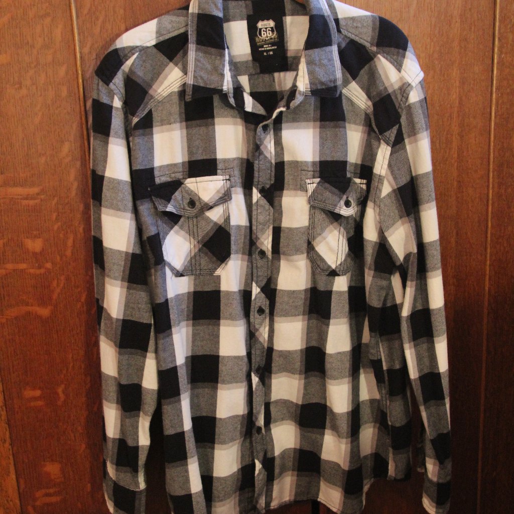 Shirt Flannel Black  White Size Xl Route 66 Brand Like New